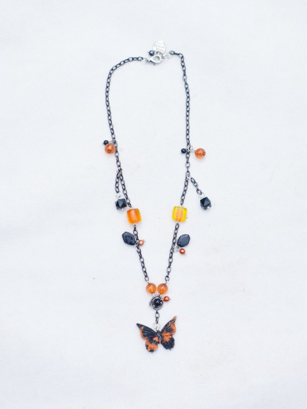 Upcycled Monarch Butterfly Necklace - Handmade Recycled Jewelry